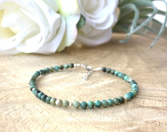 Dainty African Turquoise bracelet, birthstone december, healing crystal bracelet, tiny gold bracelet, gifts for mom, friendship gift