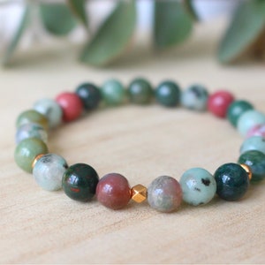 Green Gemstone bracelet, Healing bracelet with indian agate, gifts for women, gifts for friends, gemstone bracelet