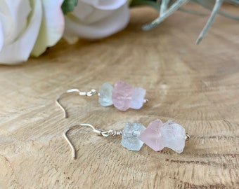 Raw stone earrings, Fertility earrings, silver raw stone earrings, Boho, raw gemstone earrings, gift daugther