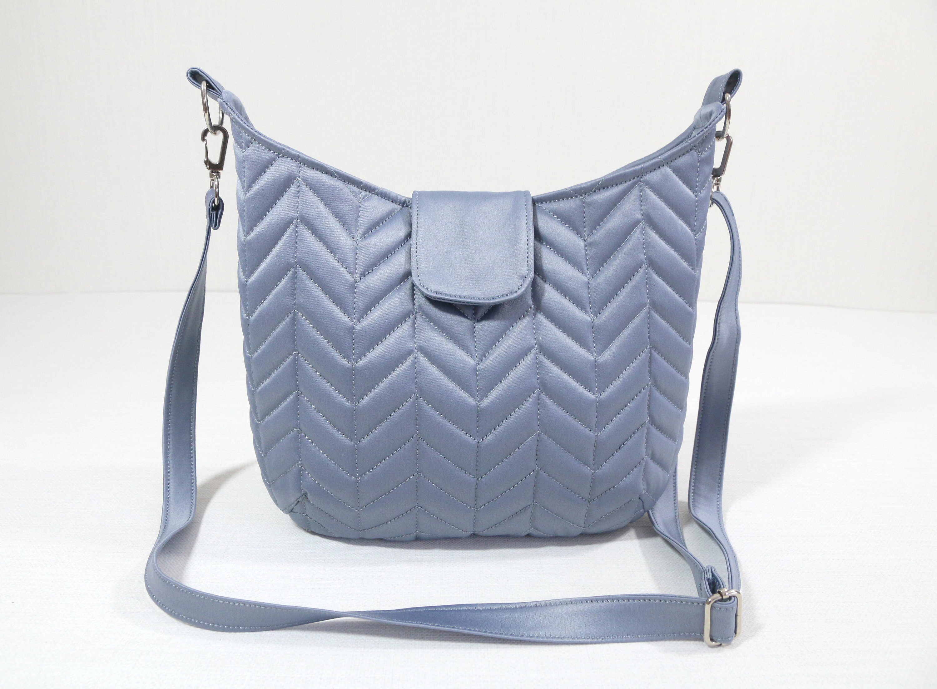 Grey quilted satin crossbody bag Quilted cross body bags for Etsy