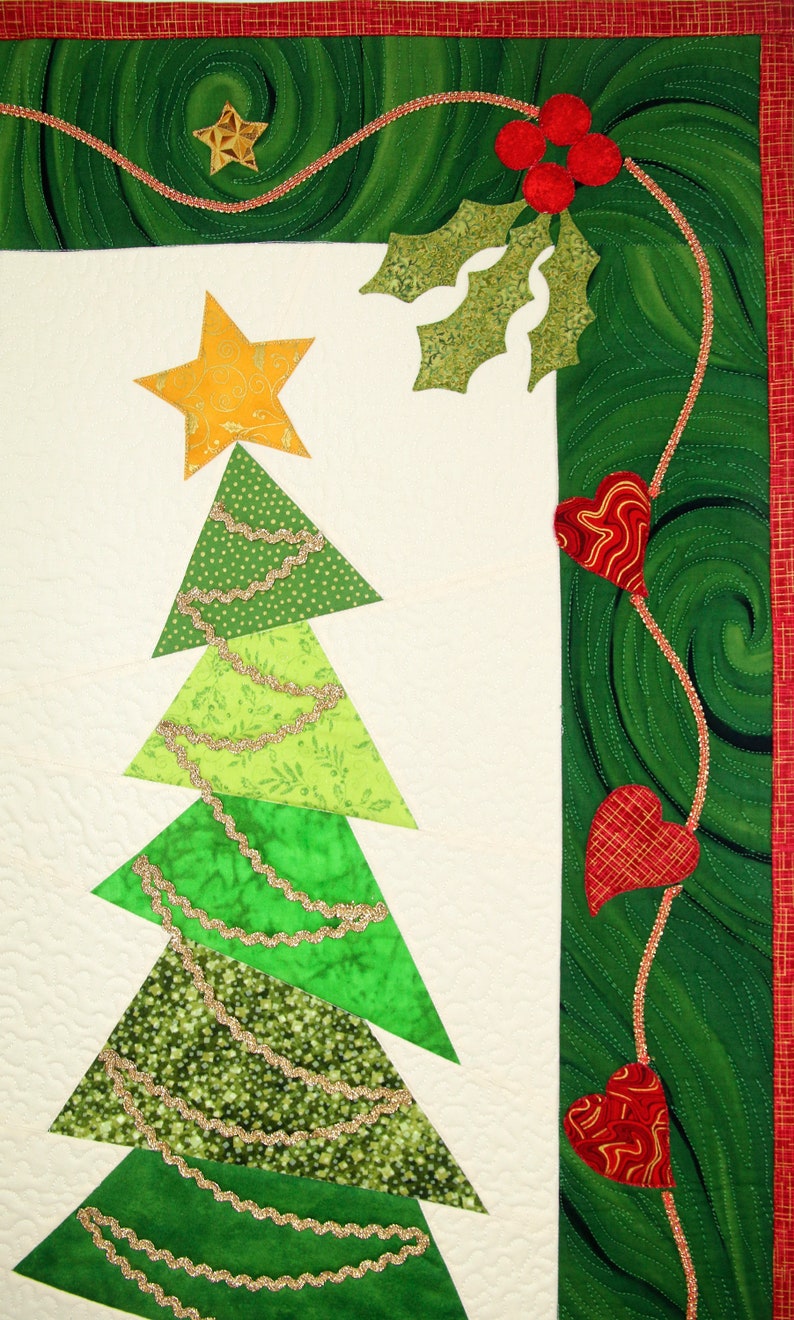 Christmas tree wall quilt Christmas quilted wall hanging Etsy