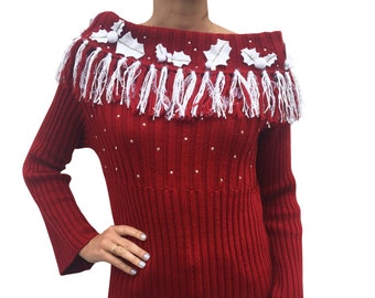 CHRISTMAS RED - Woman - T 40 - Ugly christmas sweater - Unique piece