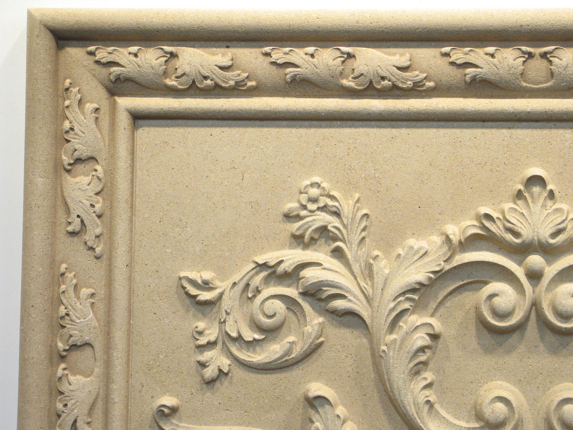 Ornate Relief Carved Limestone Back Splash 16