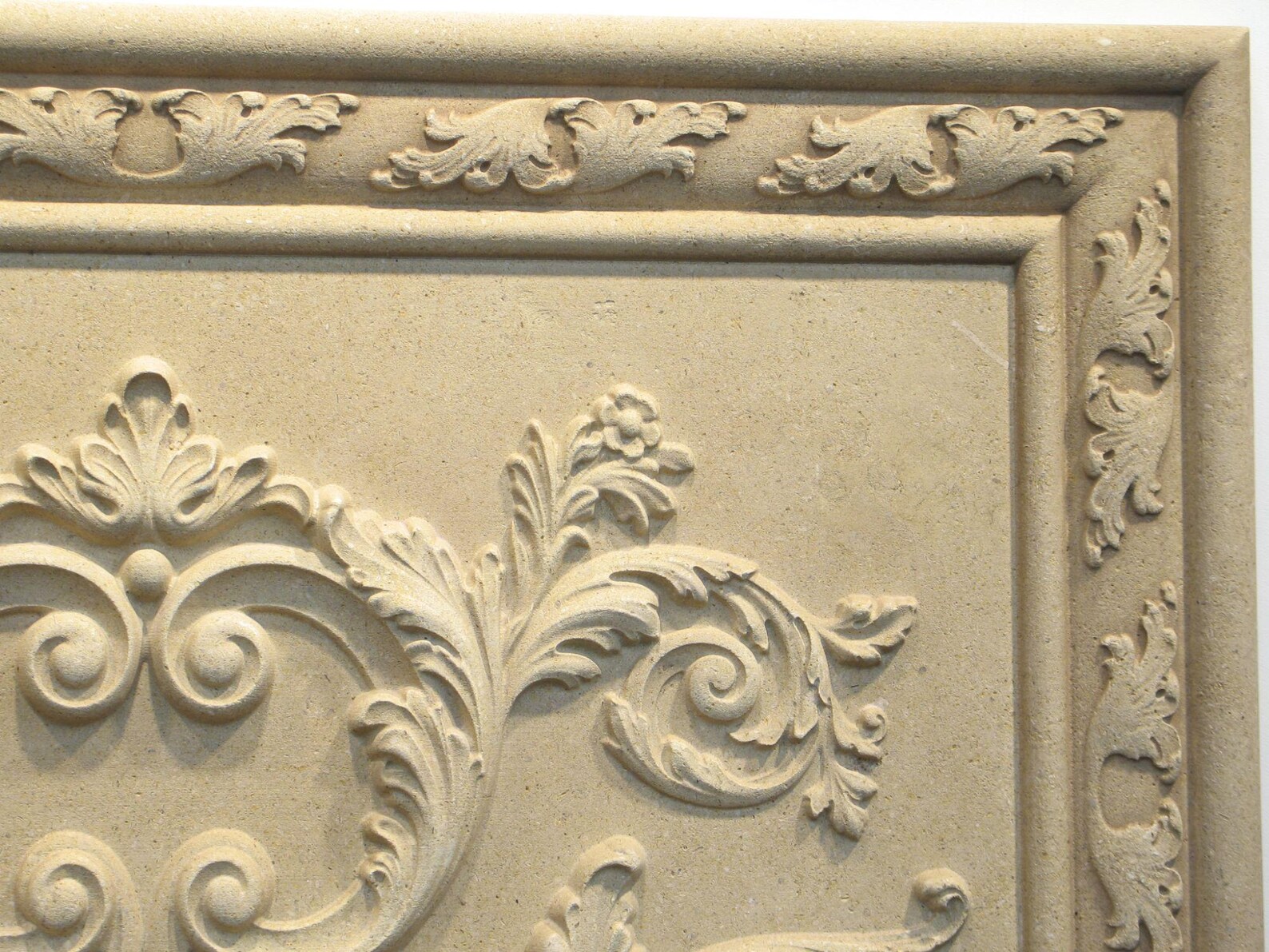 Ornate Relief Carved Limestone Back Splash 16
