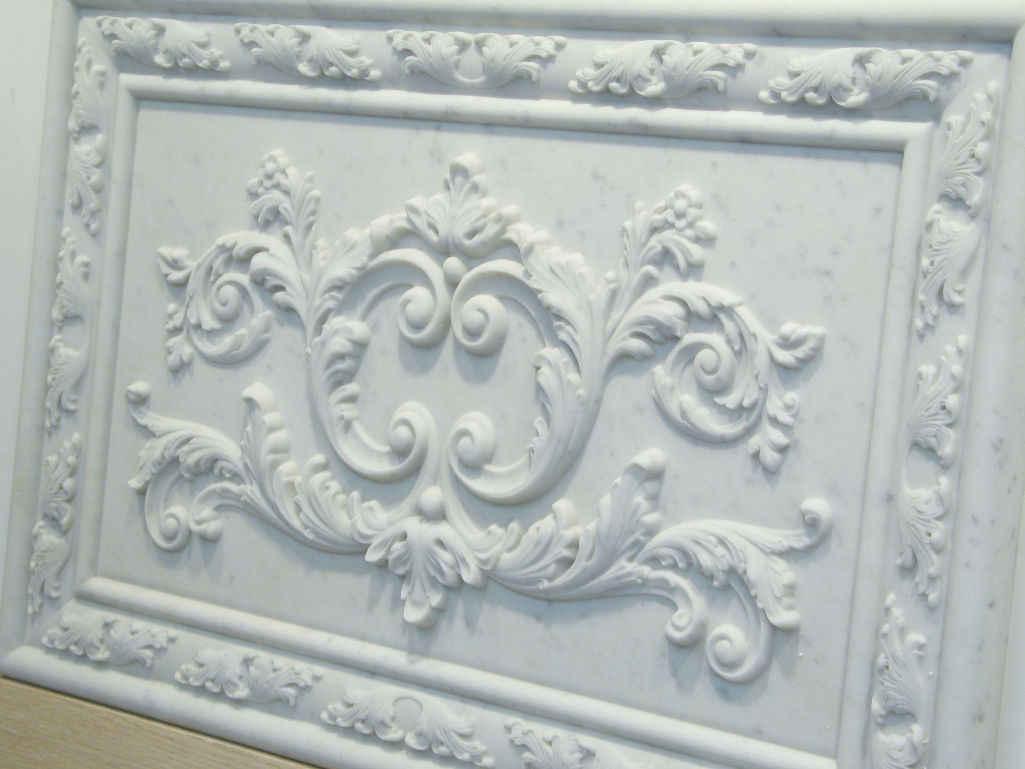 Ornate Relief Carved Marble Backsplash 15