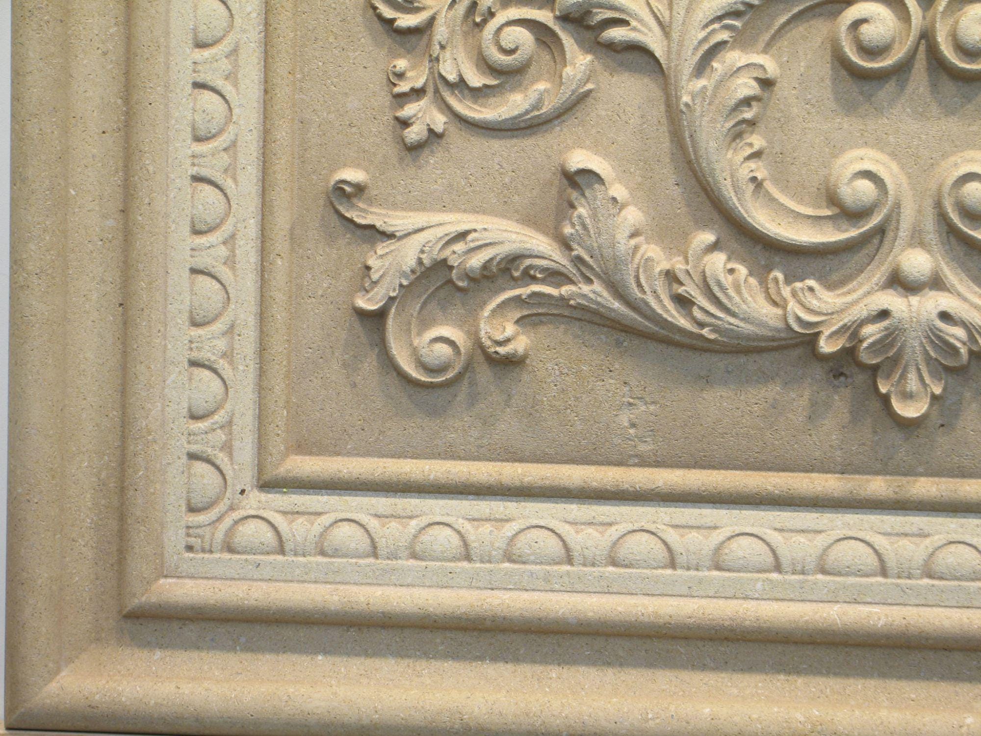 Ornate Relief Carved Limestone Back Splash 16