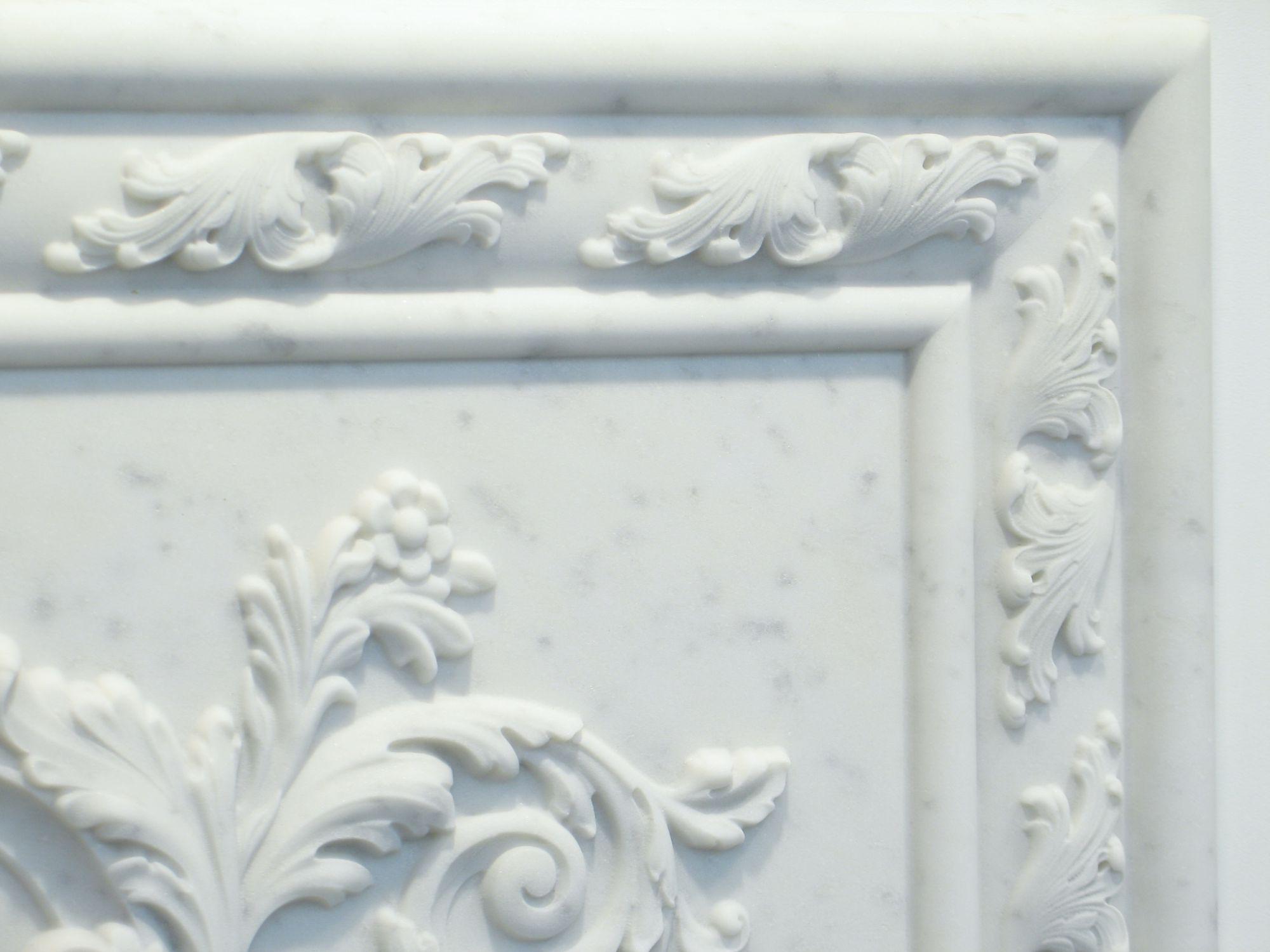 Ornate Relief Carved Marble Backsplash 15