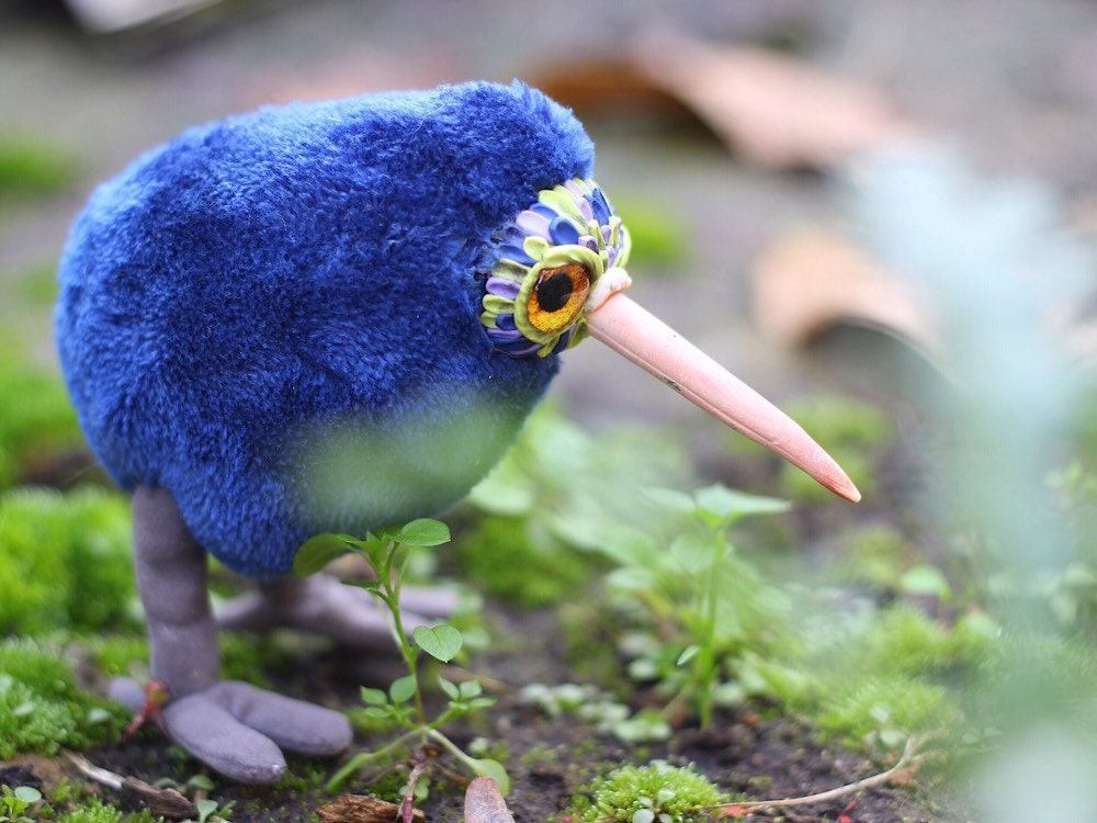 Blue Kiwi Soft Artist Toy Stuffed Animal Bird Handmade Etsy Blue Kiwi Soft Artist Toy Stuffed Animal Bird Handmade Etsy