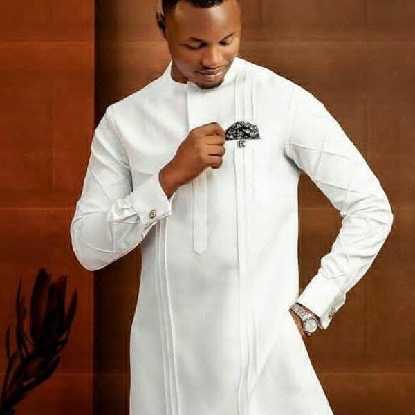 Tenues africaines blanches pour hommes, chemises et pantalons assortis, costumes pour invités de mariage, vêtements pour hommes, broderies buba et sokoto