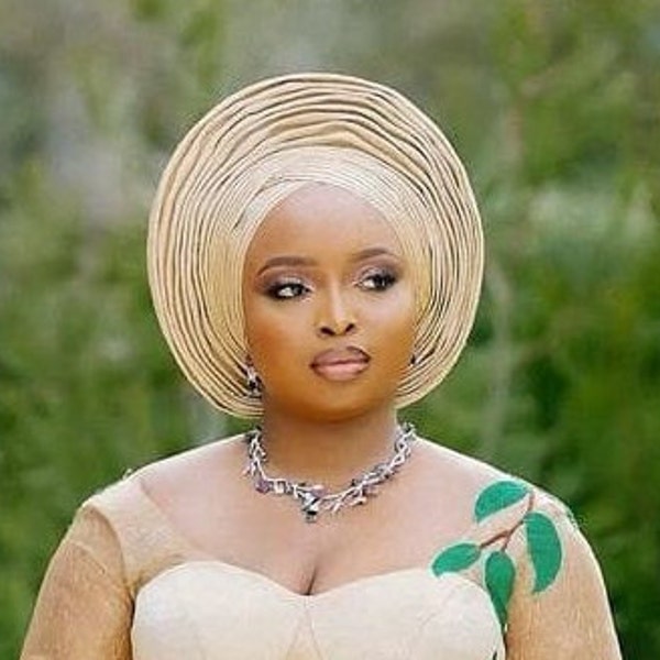 African gele ofi for women, Nigerian Traditional Bridal aso oke hats, headband, ebi Autogele, Wedding prettied, Ready to wear and wraps