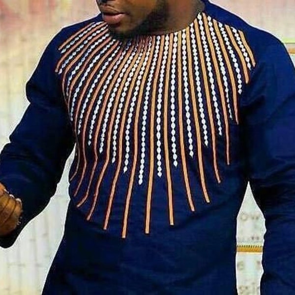 Custom African men's clothing’s fashions/ Easter wedding suit dashiki shirt with pants wears / Ankara styles attire grooms outfits