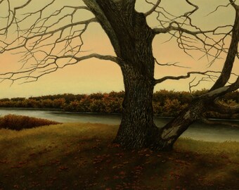 Large Autumn Landscape Oil Painting on Canvas, Contemporary Realism