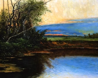 Sunset, Amazing, Classic Oil Painting On Canvas, Oil Painting Original Landscape, Home Decor, Original Handmade Oil Painting On Canvas