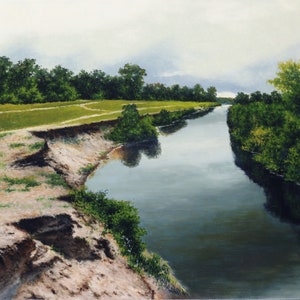 Two banks,  Classic Realism, Landscape, Scenery, Sun, River, Oil Painting Landscape, Forest, Home Decor, Handmade, Gift
