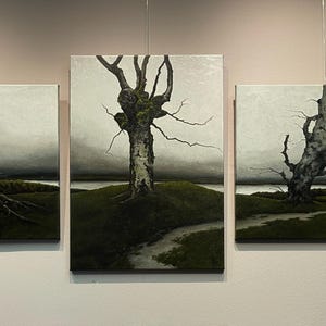 Trees. A Triptych, Classic Realism, Oil painting on canvas, Trees, Oil Painting Landscape, Home Decor, Handmade, Gift, Decorative Painting