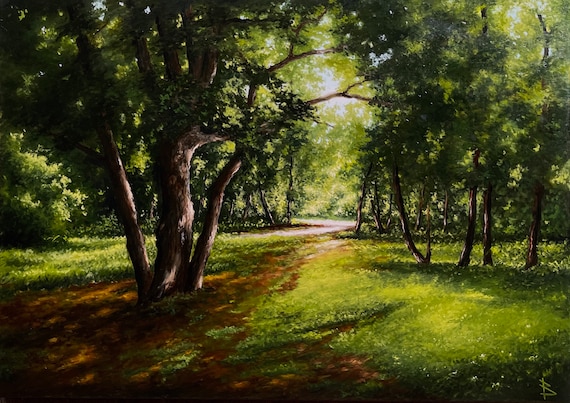 油絵 絵画【森の風景】 Amazon.co.jp: 有名の絵画 森林风景絵画のポスター 。イベントの腫れ