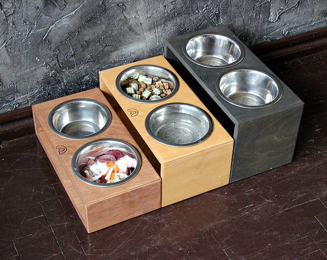 Medium Dog bowls 750 ml Solid Double Bowl Stand 3.9/5.9/7.8 Etsy
