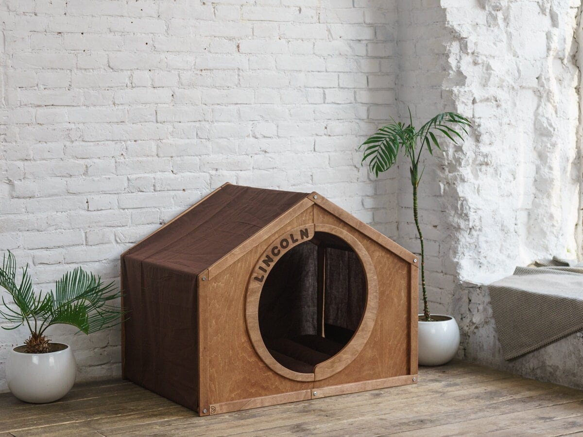 Casa per cani Grotta Casa per cani in legno, grandi case per cani, casa per  cani moderna, mobili per cani originali, casa per cani personalizzata,  letto per cani moderno, casa per cani