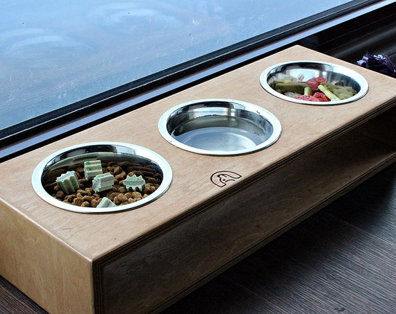 Small Dog Bowls 450 Ml Solid Triple Stand 3 9 5 9 Inch 3 Etsy