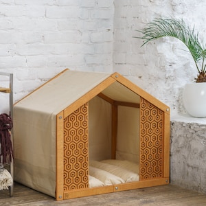 Dog house Decorative panels, indoor dog house,luxury indoor dog house,dog house furnituredog bed frame,designer dog house,dog bed furniture