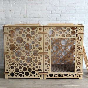 Grote hondenbench | Moderne hondenkennel voor binnen | Houten hondenhok voor grote honden | Stijlvol dierenverblijf