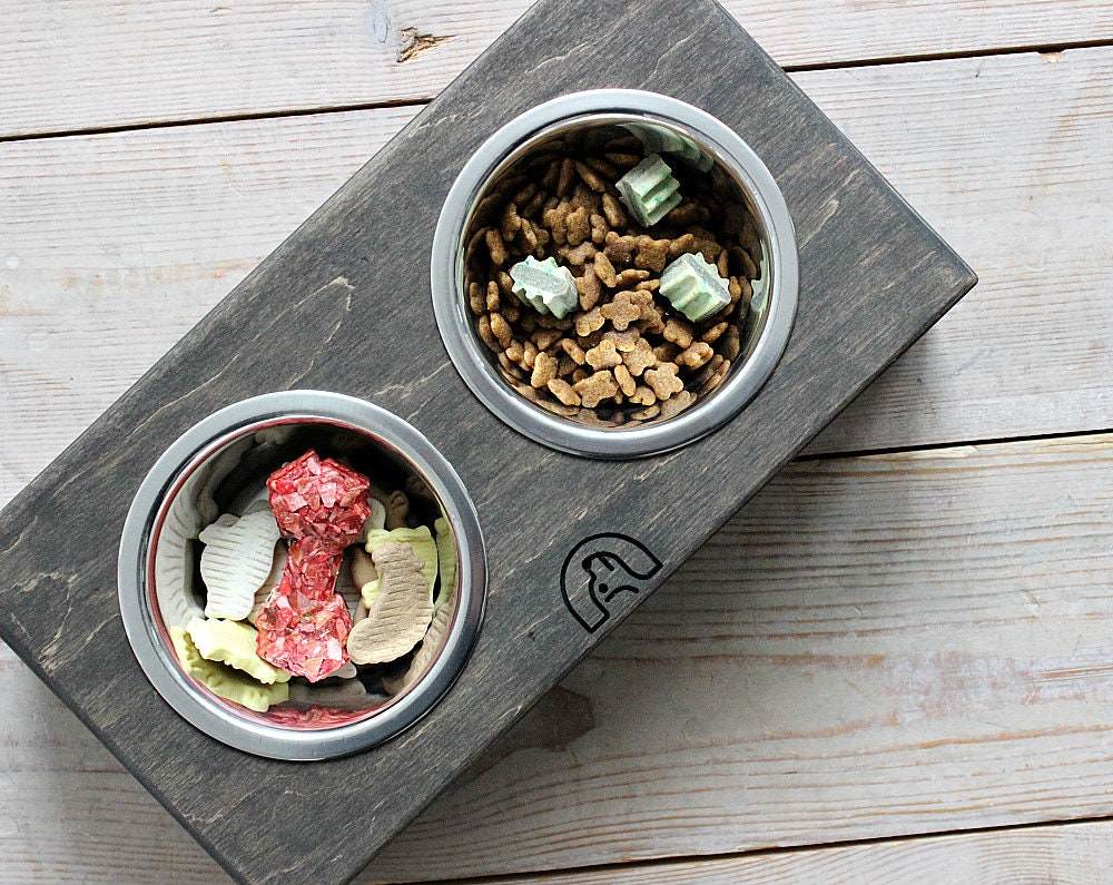 Mini Dog Bowls 200 Ml Solid Double Stand.dog Bowls for Small Etsy