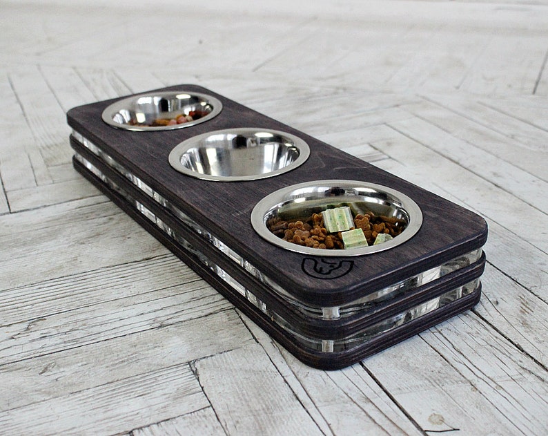 Mini Dog Bowls 200 Ml Original Acrylic Triple Bowl Stand Etsy
