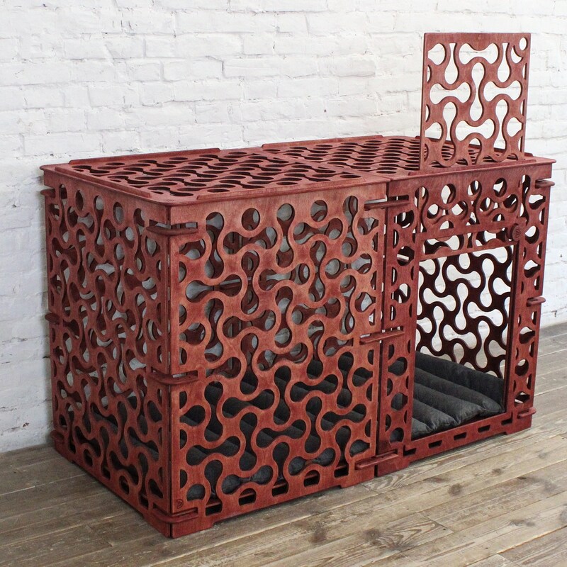 View of Wooden Dog Crate - Etsy