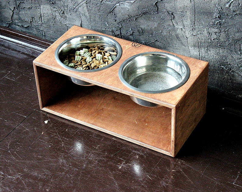 Large Dog Bowls 1700 Ml Solid Double Bowl Stand Etsy