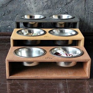 Medium Dog bowls 750 ml - Solid Double Bowl Stand 3.9/5.9/7.8 inch. Pet bowls, elevated dog feeder, dog feeding station, dog gift, dog dish