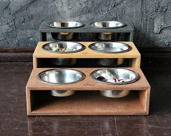 Medium Dog bowls 750 ml - Solid Double Bowl Stand 3.9/5.9/7.8 inch. Pet bowls, elevated dog feeder, dog feeding station, dog gift, dog dish