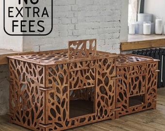 Wooden Dog Kennel for Two Dogs Handmade Plywood Dog Crate With