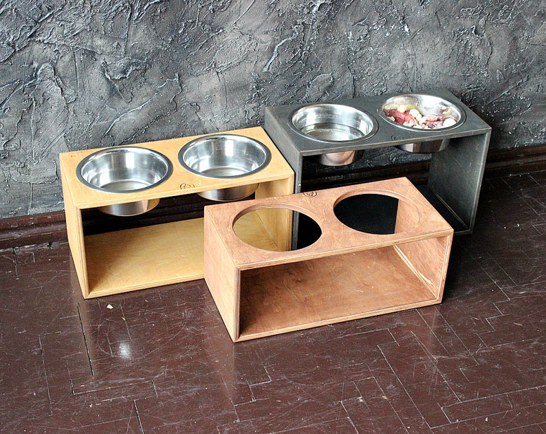 Large Dog bowls 1700 ml Solid Double Bowl Stand, 7.8/9.8/11.8 inch.Big dog bowls,large dog water bowls, dog feeding station,dog food stand image 4