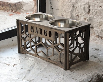 Large Dog bowls 57.5oz/7.2cups/1700ml-Double Bowl Stand Pattern Design,Personalized large dog water bowls,dog feeding station,dog food stand
