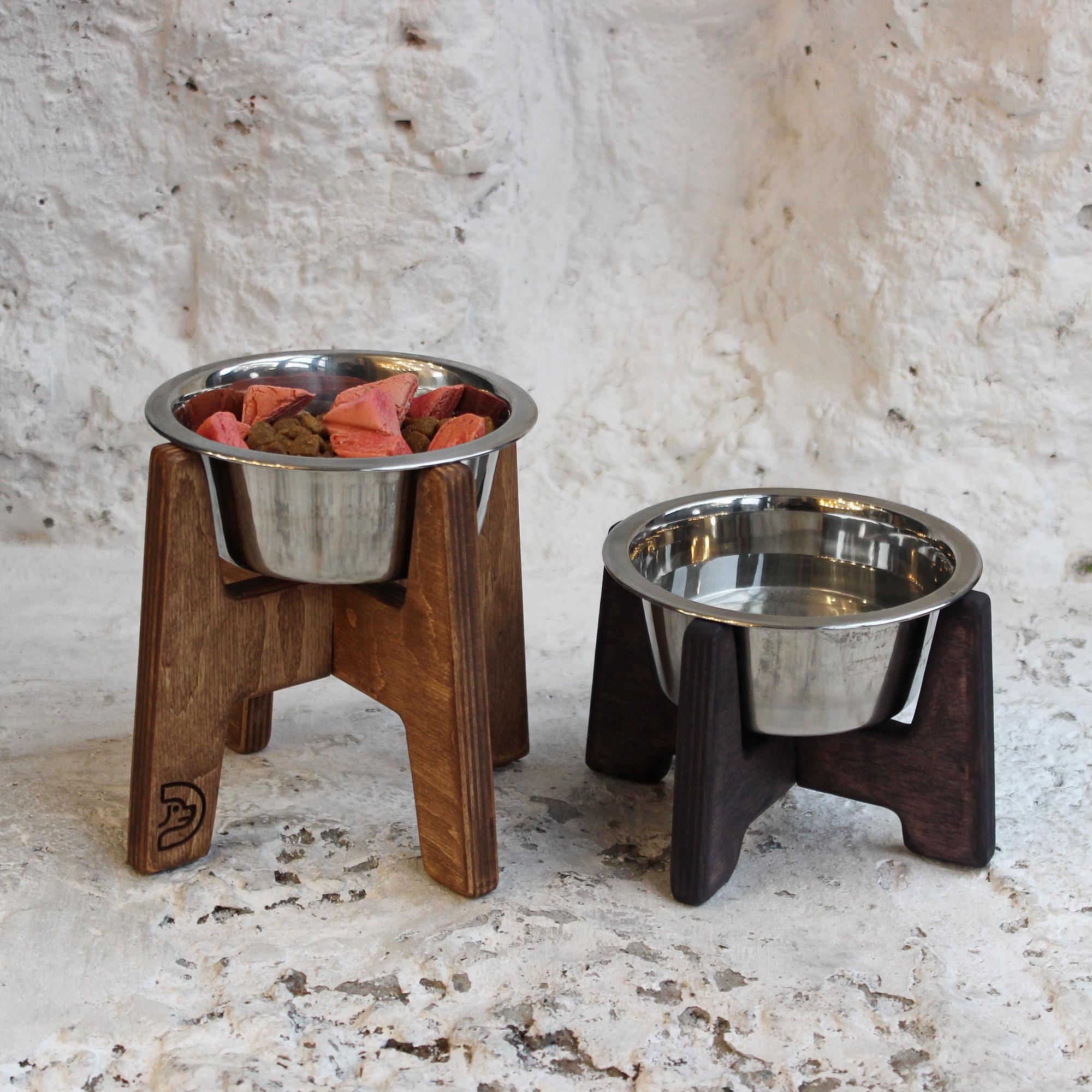 Elevated Small Dog Bowl with Stand: 450ml Stainless Steel Feeder