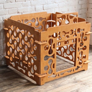 Wooden Dog Kennel Indoor Playpen - Pet Crate for Small & Medium Dogs - Foldable Dog Playpen for Home Apartment - READY TO SHIP