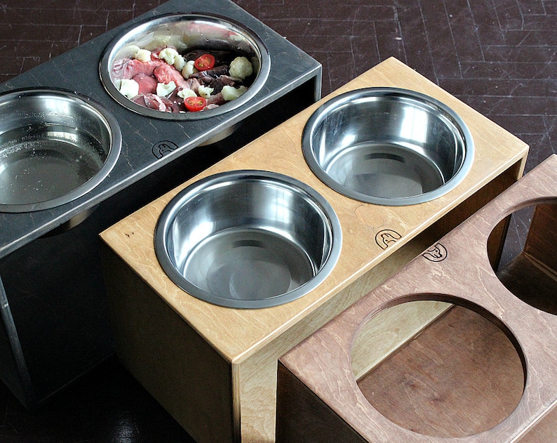 Large Dog Bowls 1700 Ml Solid Double Bowl Stand Etsy