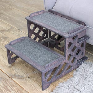 2-stufige Haustiertreppe aus Holz - Rutschfeste Hundestufen für kleine Hunderassen. SOFORT LIEFERBAR