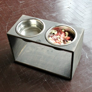 Large Dog bowls 1700 ml Solid Double Bowl Stand, 7.8/9.8/11.8 inch.Big dog bowls,large dog water bowls, dog feeding station,dog food stand Ebony