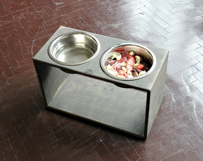 Large Dog bowls 1700 ml Solid Double Bowl Stand, 7.8/9.8/11.8 inch.Big dog bowls,large dog water bowls, dog feeding station,dog food stand Ebony