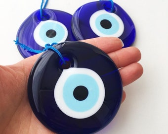 Blue evil eye, 7cm, evil eye wall hanging, greek evil eye, blue glass evil eye, evil eye home decor, large evil eye, christmas tree decor