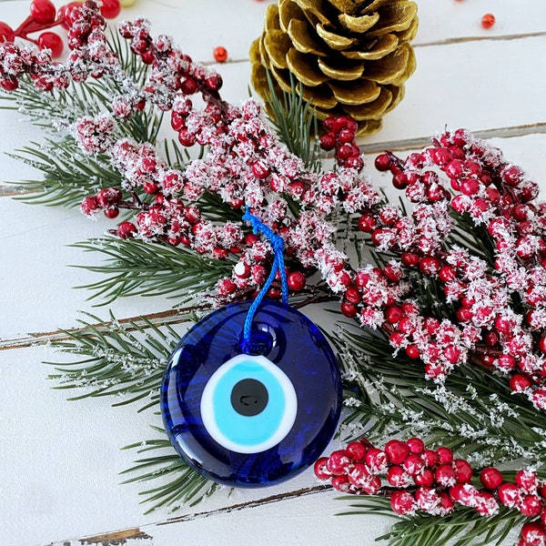 Christmas gift idea with blue evil eye, unique christmas tree evil eye ornoment