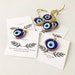 Wedding favors for guests, 100 pc, gold evil eye beads, evil eye wedding favor, greek wedding favors, blue evil eye favor, personalized card