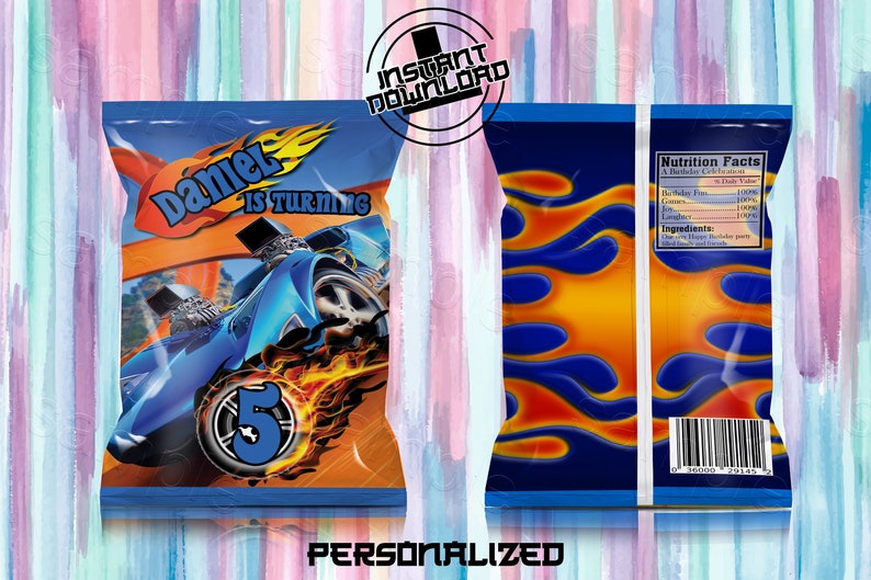 Hot Wheels Chip Bag Hot Wheels Favor Bag Hot Wheels Birthday Etsy