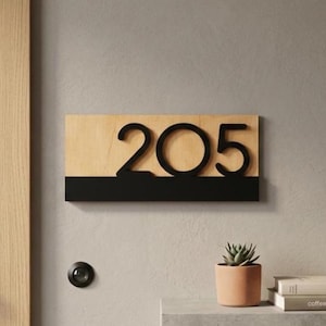 Stylish Acrylic and Wood Door Plaque – Modern Apartment & Hotel Room Number Sign