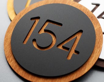 Personalized Wooden House Number Sign with Acrylic Overlay – Custom Home Address Plaque