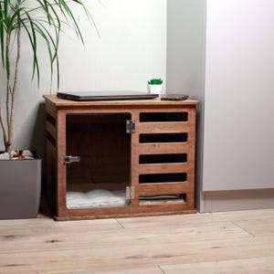Handmade Wooden Pet Crate – Modern Dog or Cat Kennel with Acrylic Door – 4 Size Options
