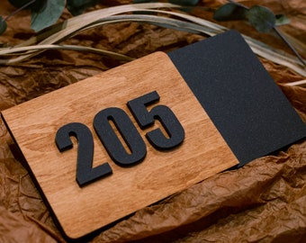 Sign for Hotel Signage made of wood & acrylic, Room Number Sign, Apartment Door Sign.