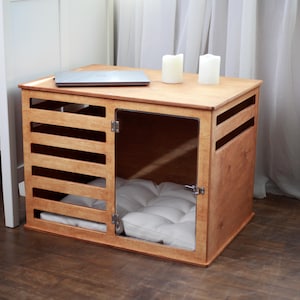 Modern Wooden Dog Crate with Acrylic Door – Pet Furniture for Small Dogs and Cats