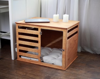 Modern Wooden Dog Crate with Acrylic Door – Pet Furniture for Small Dogs and Cats
